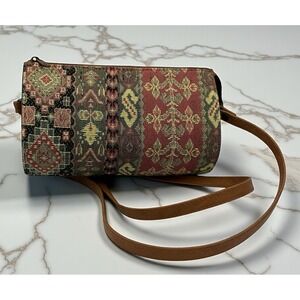 Vintage  Tapestry Barrel Shaped Crossbody Bag Grandma Core 90's